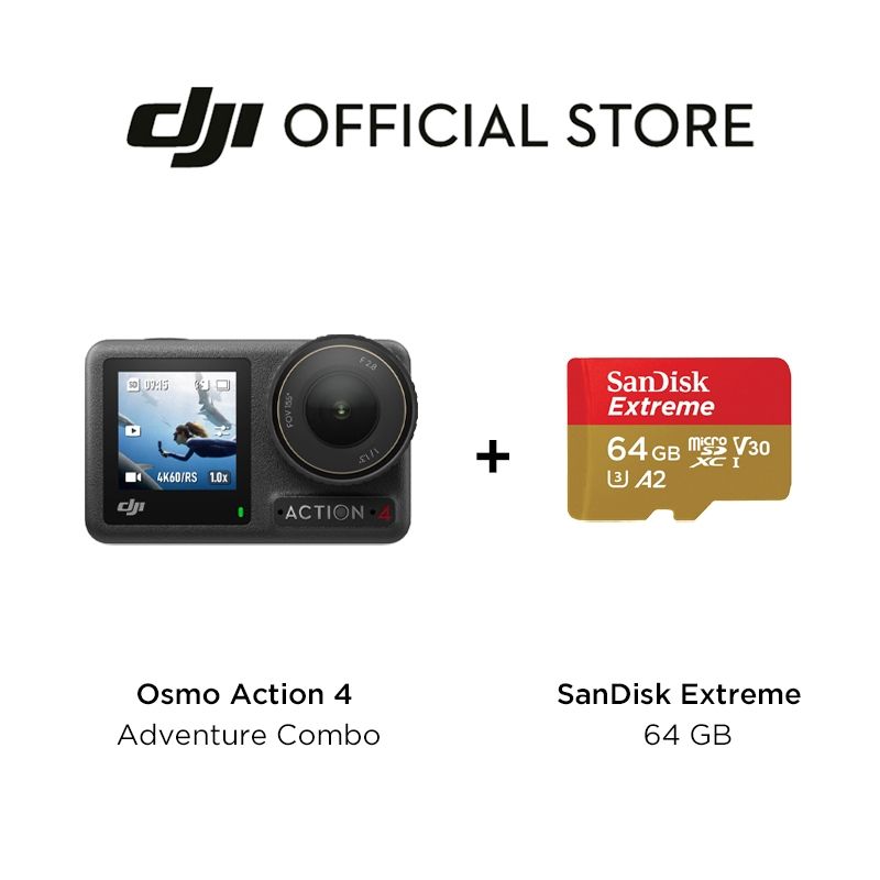 DJI Osmo Action 4 - Action Camera | กล้องแอคชั่น กล้องดำน้ำ | เซ็นเซอร์ขนาด 1/1.3 นิ้ว 4K/120fps FHD | กันน้ำได้ลึก 18 ม