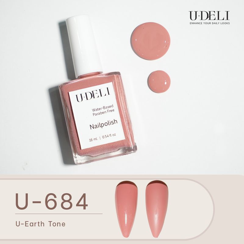 สีทาเล็บกึ่งเจล (ไม่อบ) U-DELI  สีนู้ด Earth Tone Vegan nailpolish 16ml สีโทนสุขภาพ เม็ดสีชัด สวย ไร้กลิ่นฉุน