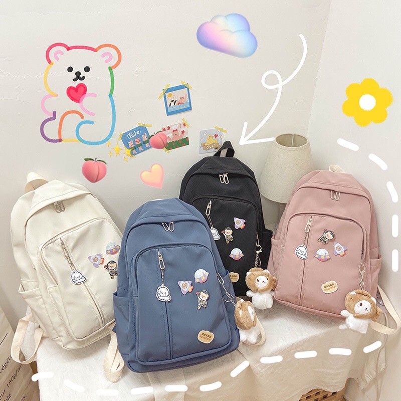 [2-28ก.พ.ใส่โค้ดSPC212BAGลด10.-]กระเป๋าเป้แฟชั่น สีทูโทน น่ารักมาก รุ่น M26 กระเป๋าสไตล์เกาหลี กระเป๋านักเรียนญี่ปุ่น