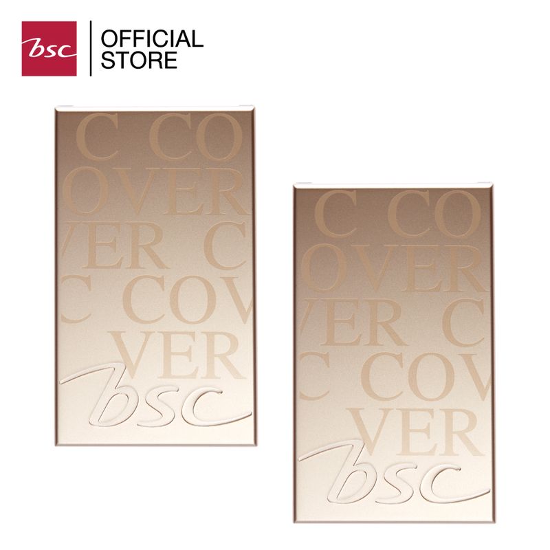 [ SET 2 ชิ้น ] BSC C - COVER LIGHT POWDER SPF25 PA+++ 10 กรัม (ตลับจริง ) เนื้อแป้งเนียน บางแต่ปกปิด ติดทนนาน มอบสัมผัสนุ่มดุจแพรไหม แป้งพั