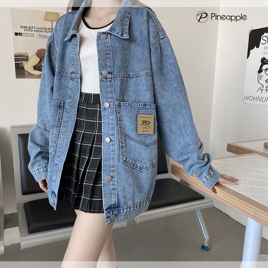 เสื้อแจ็คเก็ตยีนส์แฟชั่น ผ้าเดนิม ไซส์ใหญ่ สไตล์เกาหลี ทรงหลวม Loose denim jacket 8724