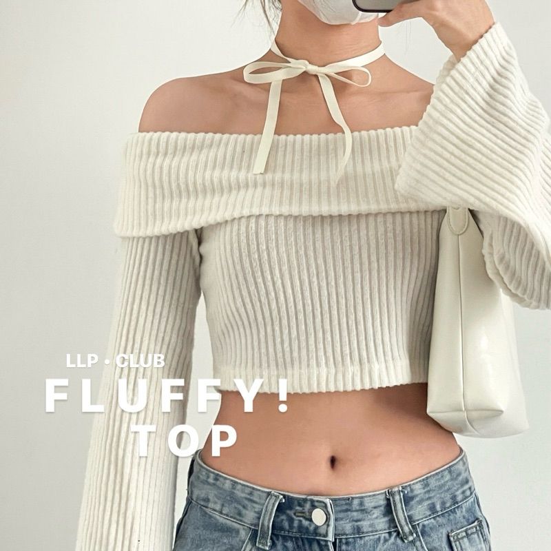 Lalapis | FLUFFY TOP🦋 เสื้อแขนยาวปาดไหล่ เนื้อผ้านุ่ม