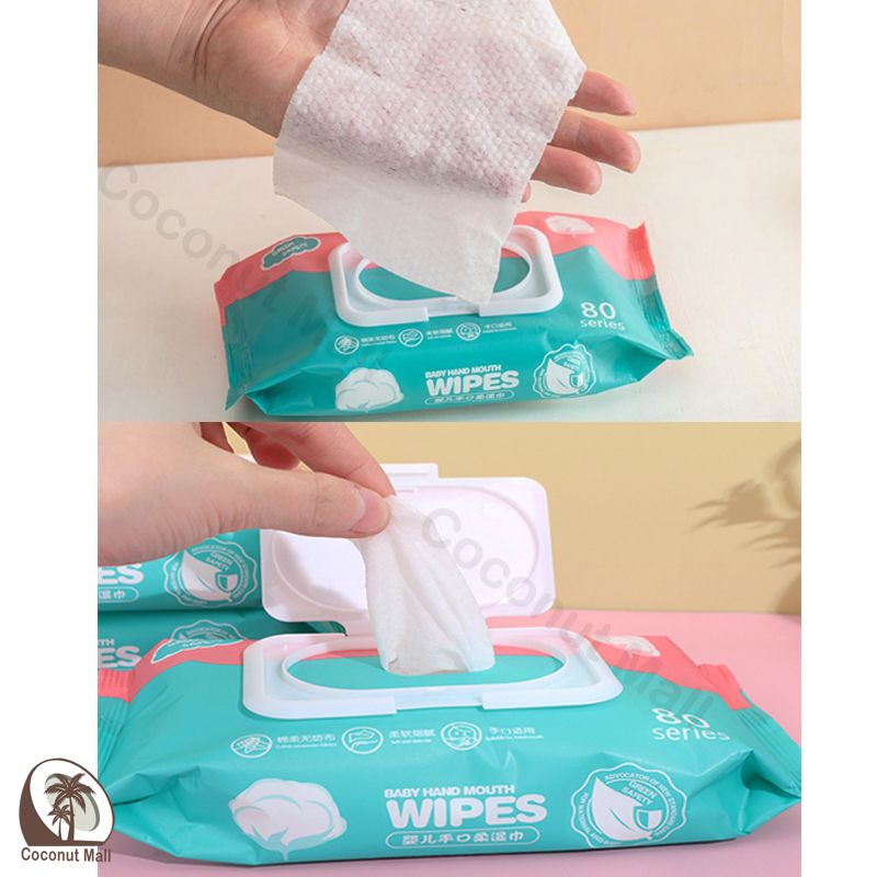 Baby Wipes ทิชชู่เปียกสำหรับเด็ก กระดาษทิชชู่เปียก กระดาษเปียก ทิชชู่เปียก 1ห่อมี 80แผ่น สูตรน้ำบริสุทธิ์