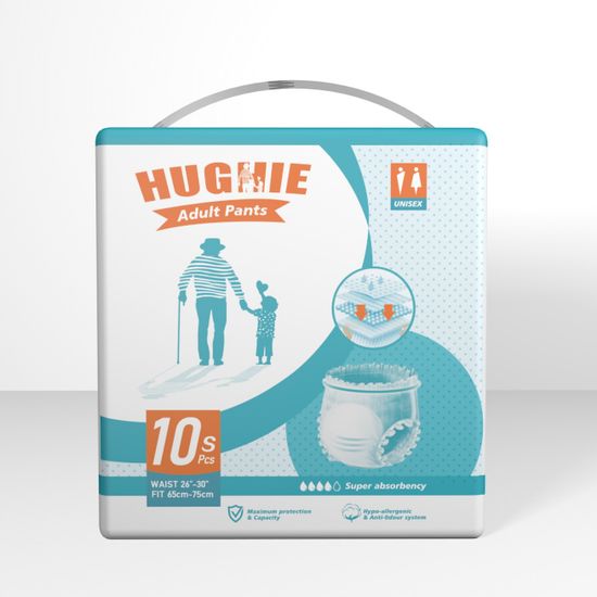 [สินค้าใหม่] HugHIe ผ้าอ้อมผู้ใหญ่ สูตรบางเบา มีอัตราการดูดซึมสูง 2000CC S/M/L/XL/XXL（10pcs）กางเกง กางเกงดูดซับน้ำ Adult Pants