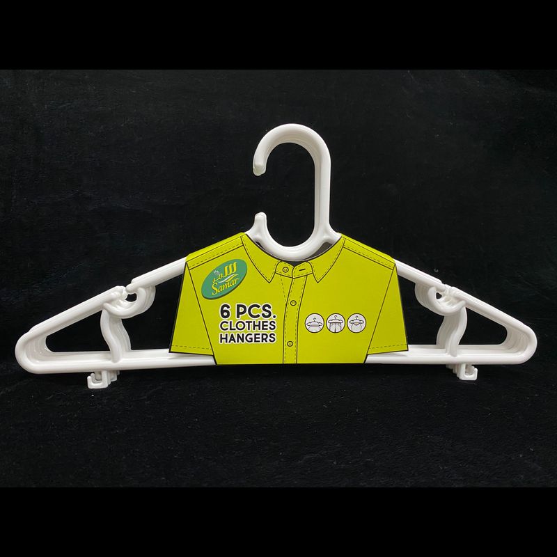 ไม้แขวนเสื้อ แพ็ค 6 สีขาว ลายเส้น Clothes Hangers Pack size of 6 pcs White Color Line design