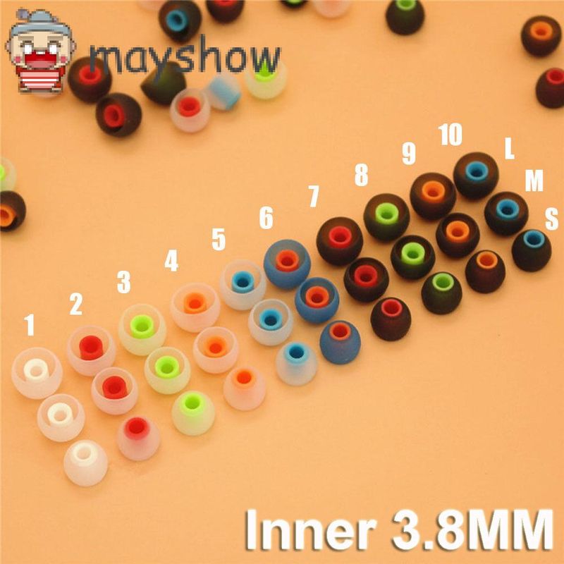 MAYSHOW 12pcs 3.8mm Colorful Silicone Ear Tips Rubber In-ear Earphone Earbuds Universal Replacement Headphone Soft Ear pads cushion/Multicolor