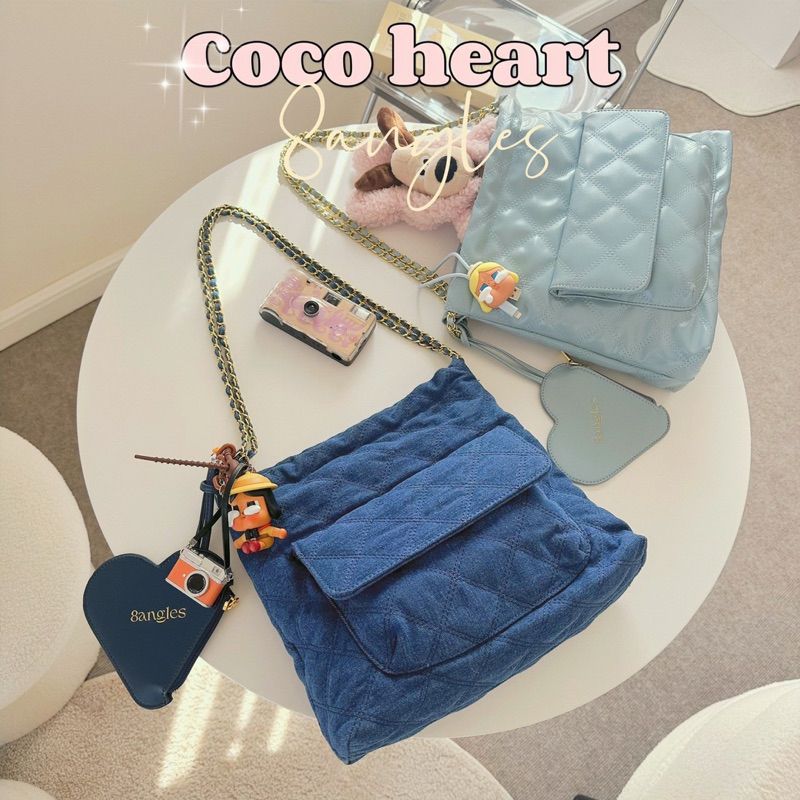 กระเป๋ารุ่น Coco heart กระเป๋าสะพายไหล่ 💖 13 นิ้ว แถมฟรี กระเป๋าหัวใจ D027