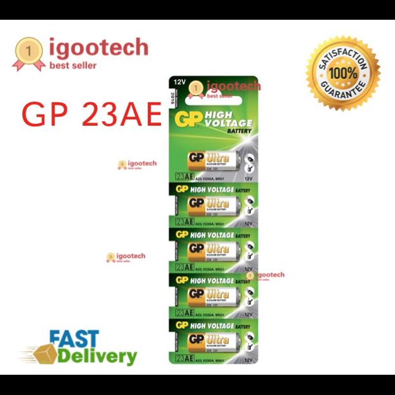 igootech GP ถ่าน Alkaline Battery 12V รุ่น 23A ถ่านกริ่งไร้สาย รีโมตรถยนต์ 23A 23AE A23 E23A (1แพ็ค 5ก้อน)