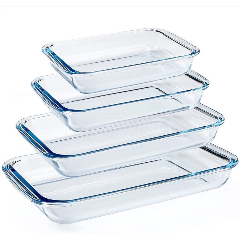 【จัดส่งในไทย】แก้วจานอบขนมถาดความจุมากเบเกอรี่Deep Glass Baking Dish Set-4 psc Glass Bakeware Set 1.0L/1.6L/2.2L/3L