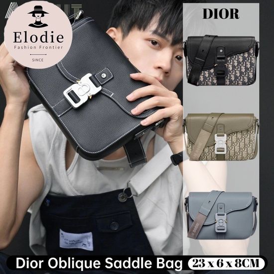 ดิออร์ Dior Oblique Saddle Bag กระเป๋าสะพายข้างผู้ชาย Limited Time Special