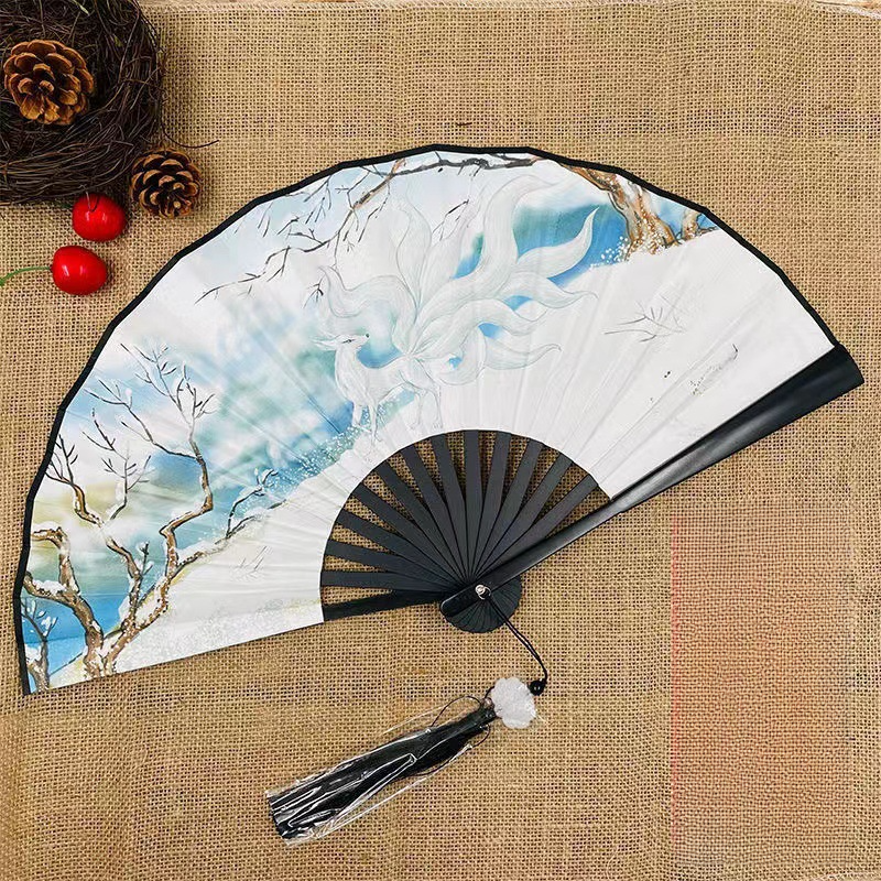 Chinese Style Folding Fan Classical Dancing Cloth Fan Vintage Fan Hand Held Fans Props Cosplay Fan