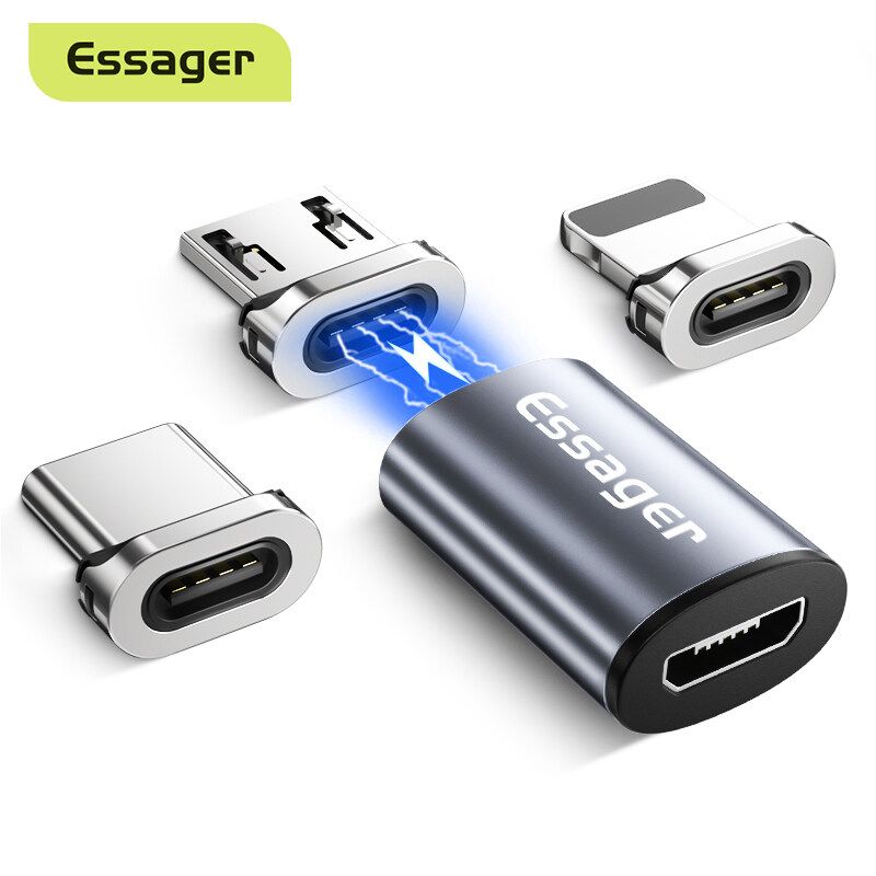 Essager USB Type Cอะแดปเตอร์แม่เหล็กสำหรับiPhone Samsung USB CหญิงMicro USBชายแม่เหล็กUSB-C Type-Cแปลงเชื่อมต่อ