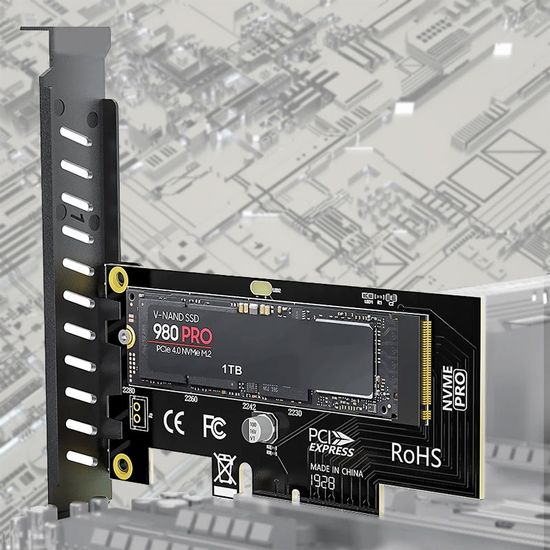 อะแดปเตอร์การ์ด M.2 NVME SSD เป็น PCIe 4.0 64Gbps SSD PCIe4.0 X4 สําหรับเดสก์ท็อป PCI-E GEN4