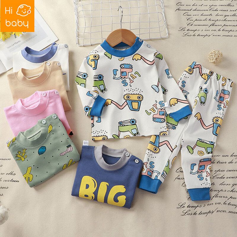 Childrens Underwear Suit Childrens Long Johns Top & Bottom Set Boys and Girls Autumn and Winter Cotton Pajamas Homewear Childrens Clothing