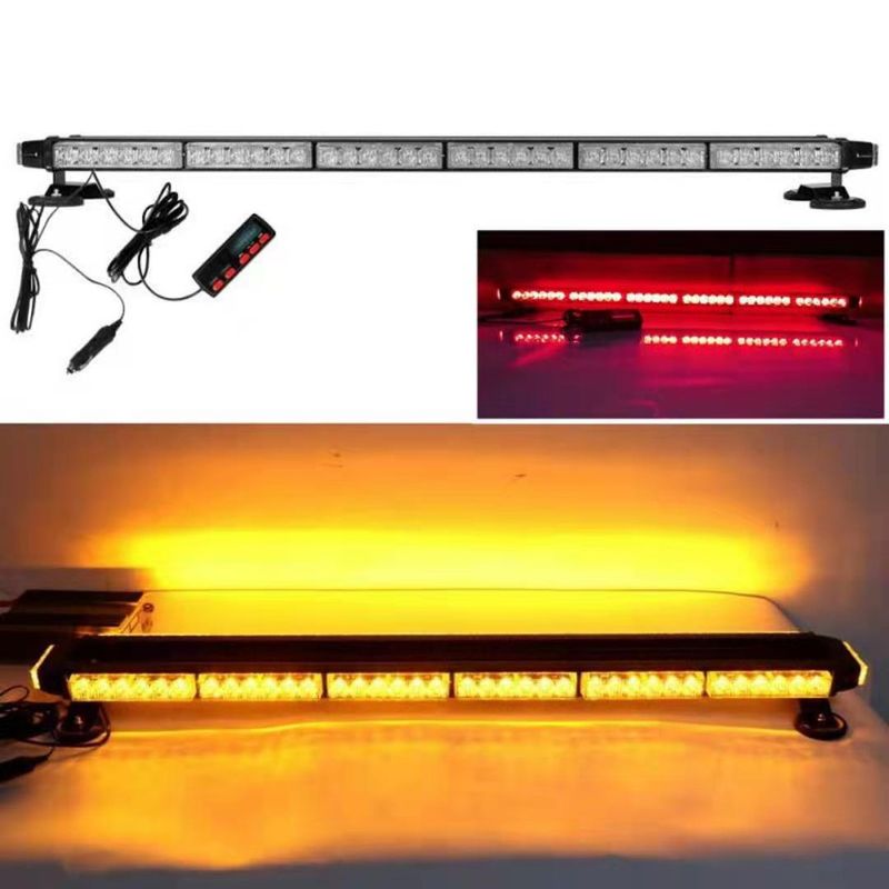 หลอด LED ไฟไซเรนไฟติดหลังคามาใหม่ 95cm 6ท่อน 4 หน้ามีข้าง 6W 12V-24V พร้อมขาแม่เหล็กแดง-ขาว-น้ำเงิน พื้นดำ กันน้ำ 100%