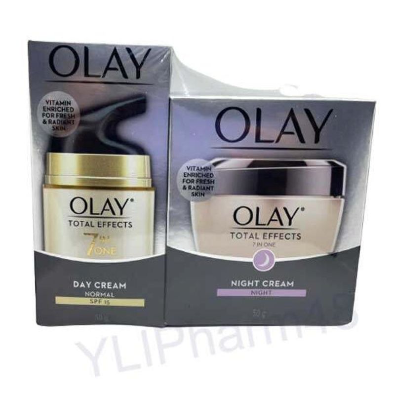 Olay Total Effects Day+Night Cream โอเลย์ โททัล เอฟเฟ็คส์ 7 อิน 1 ครีม เดย์ + ไนท์ แพ็คคู่ 50กรัม.+50กรัม (หมดอายุปี 01/2027)