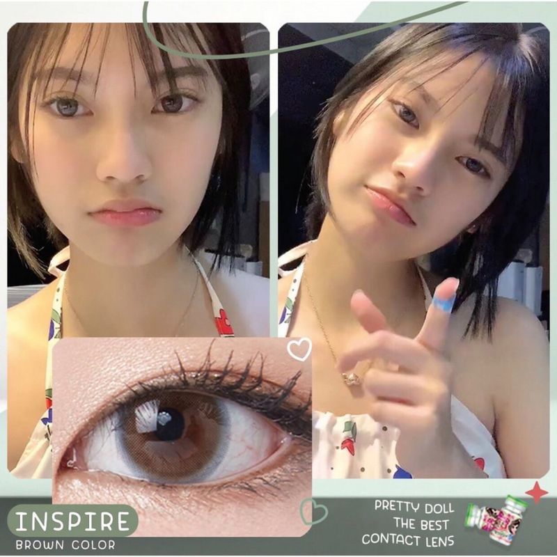 (COD) คอนแทคเลนส์ contactlens ธรรมชาติ รุ่น Inspire สายตา+ปกติ Prettydoll 0.00 ถึง-6.00 เลนส์นิ่ม ใส่สบายตา (แถมตลับ)