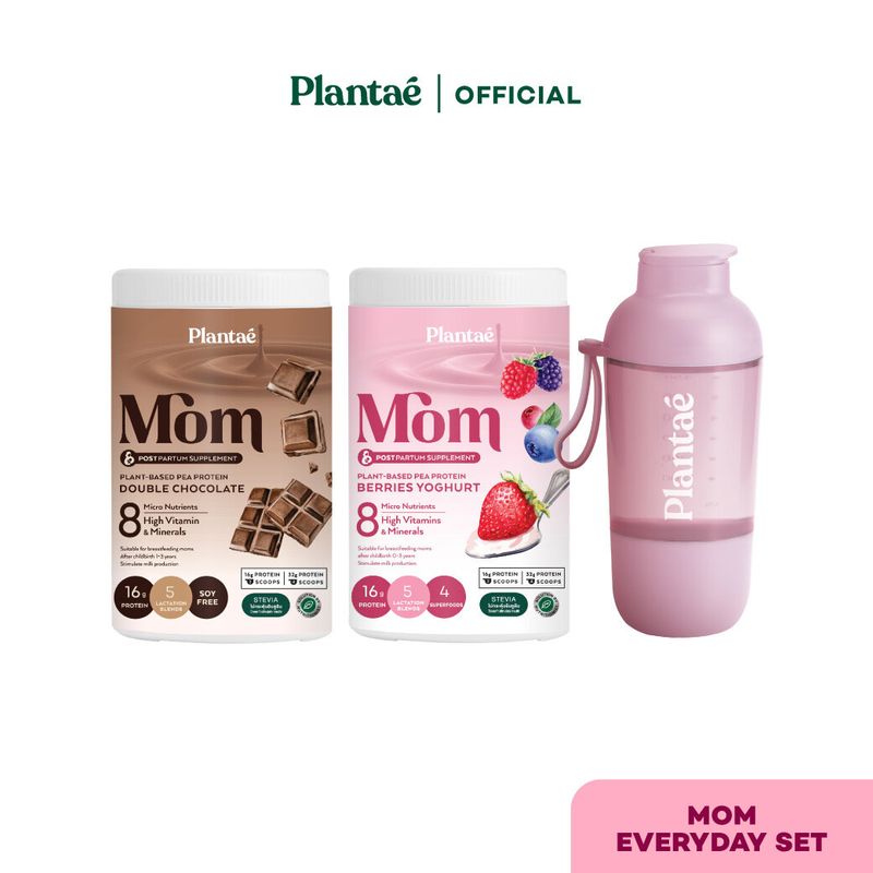 (ส่งฟรี) Mom Everyday Set เซตน้ำนมเยอะ สต็อคล้น Mom Lactation Formula 2 กระปุก + แก้ว Pro Refill Shaker สีชมพู