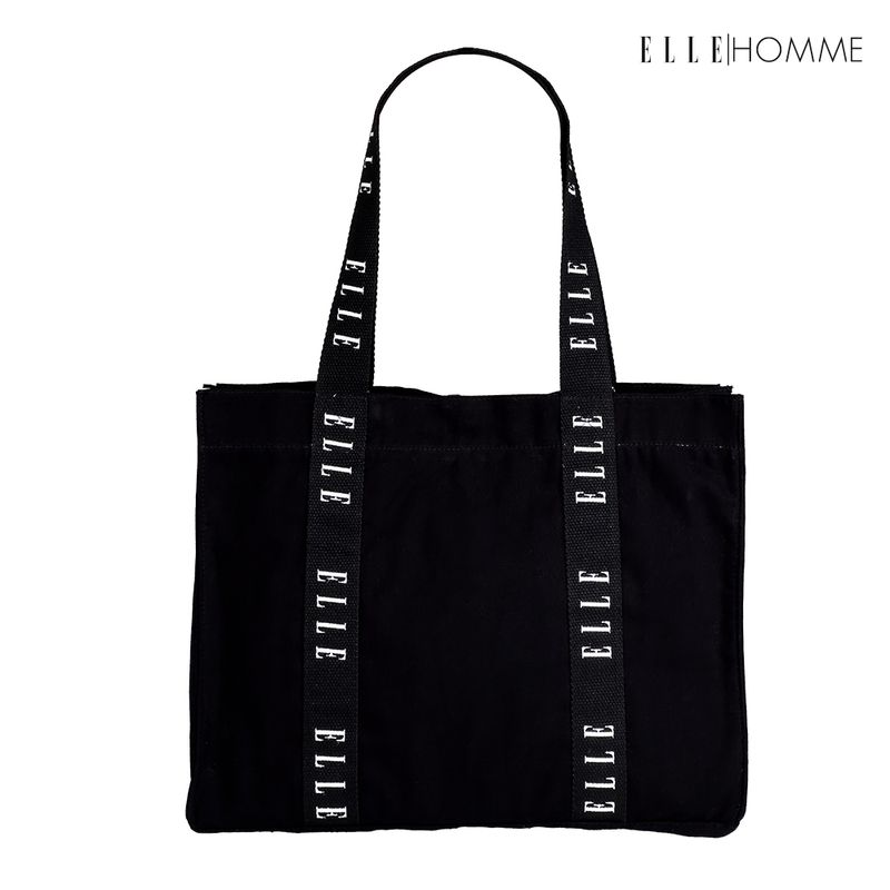 ELLE HOMME BAG กระเป๋าช้อปปิ้ง ผ้าแคนวาส เทปสายกระเป๋า สกรีนโลโก้ ELLE ตลอดแนว มีให้เลือก 4 สี | H8H006