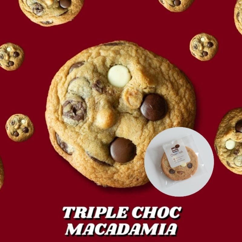 Jumbo Cookie คุ้กกี้ยักษ์ Triple Chocolate with Macademia กรอบนอกนุ่มใน 80g.