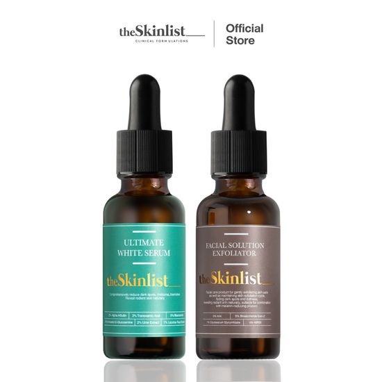 SET ฝ้า รอยสิว จุดด่างดำ The Skinlist Ultimate White Serum + The Skinlist Facial Solution Exfoliator