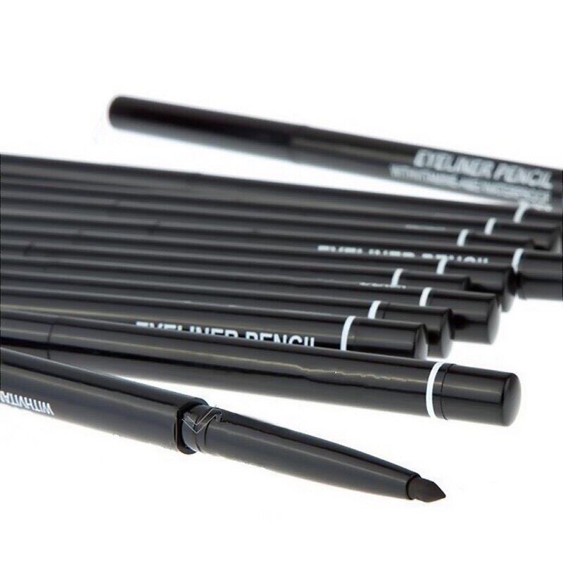 อายไลเนอร์ ดินสอหมุนเนื้อเจลกึ่งครีมกันน้ำ Super Black Eyeliner Pencil With Vitamin A&E Waterproof