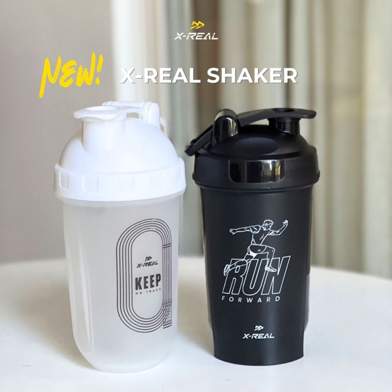 🔥X-REAL SHAKER แก้วเชคโปรตีน พรีเมียม สำหรับคนออกกำลังกาย + บอลสเตนเลส