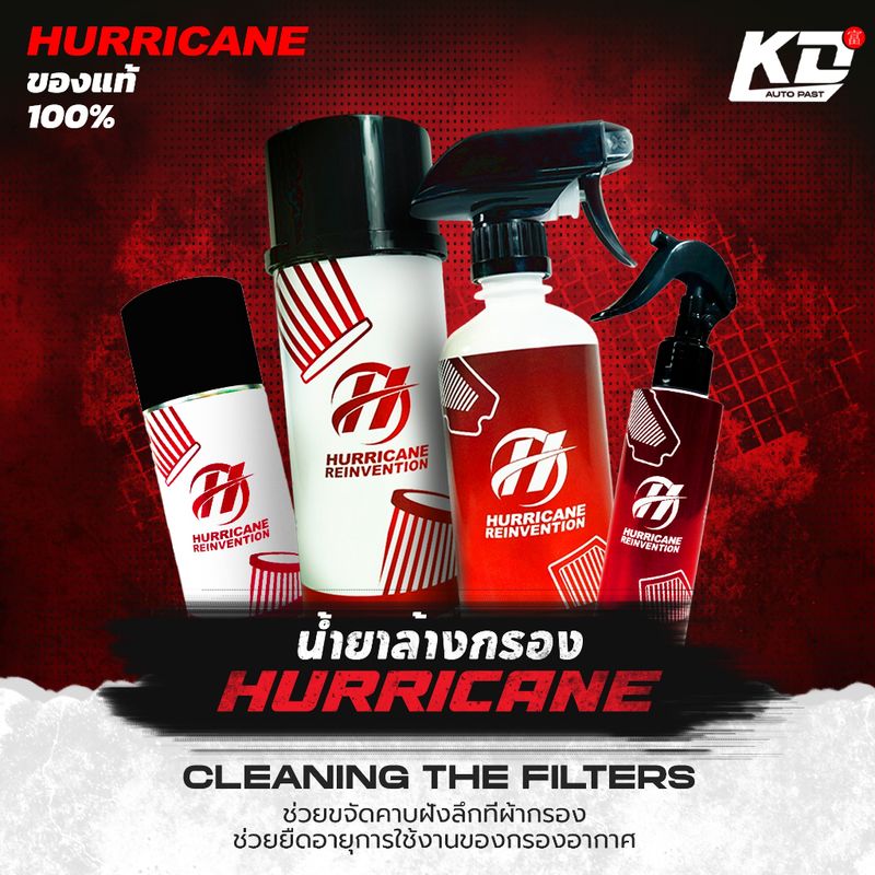 น้ำยาล้างกรองอากาศ Hurricane เฮอร์ริเคน น้ำยาทำความสะอาดกรองแต่ง  ล้างกรอง น้ำยาเคลือบกรองอากาศ ผ้าและสแตนเลส