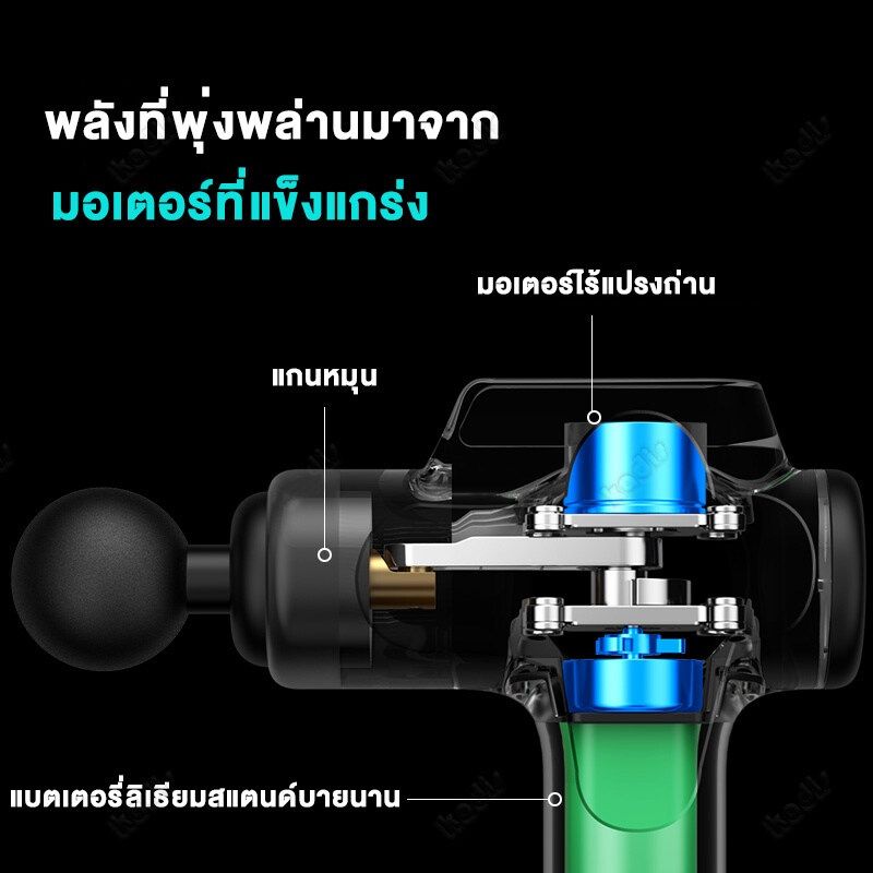 ปืนนวดกล้ามเนื้อพร้อมหน้าจอ LCD เครื่องนวดอิเล็กทรอนิกส์ 8หัว ปืนนวด  ที่นวด สำหรับนวดกล้ามเนื้อ บรรเทาอาการปวดกล้ามเนื้อทั่วร่างกาย