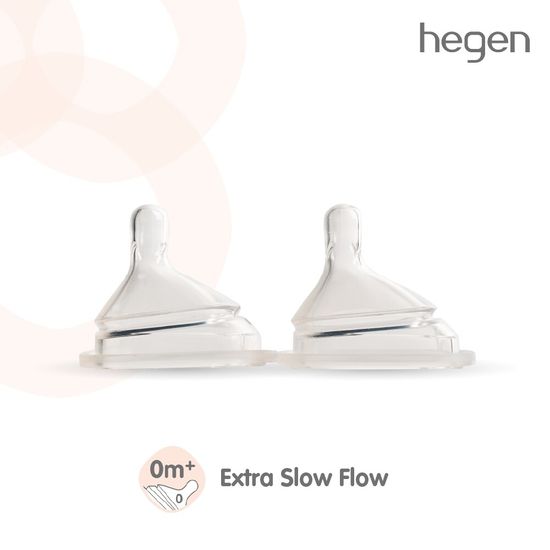 Hegen ( เฮเก้น ) จุกนม #0 Extra Slow Flow น้ำนมไหลช้าพิเศษ [แพ็ค 2 ชิ้น] เหมาะสำหรับวัย 0 ถึง 3 เดือน รหัส HEG12205205