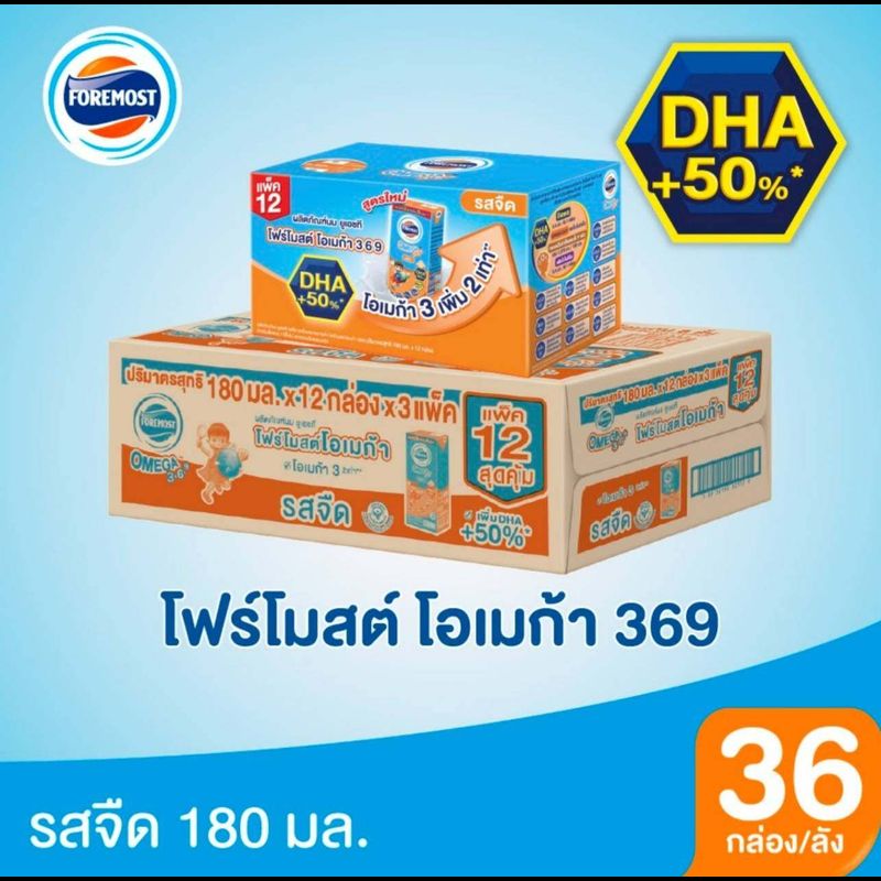 !!ขายยกลัง!!โฟร์โมสต์ โอเมก้า369 รสหวาน/จืด/ช็อกโกแลต ขนาด 180มล36กล่อง