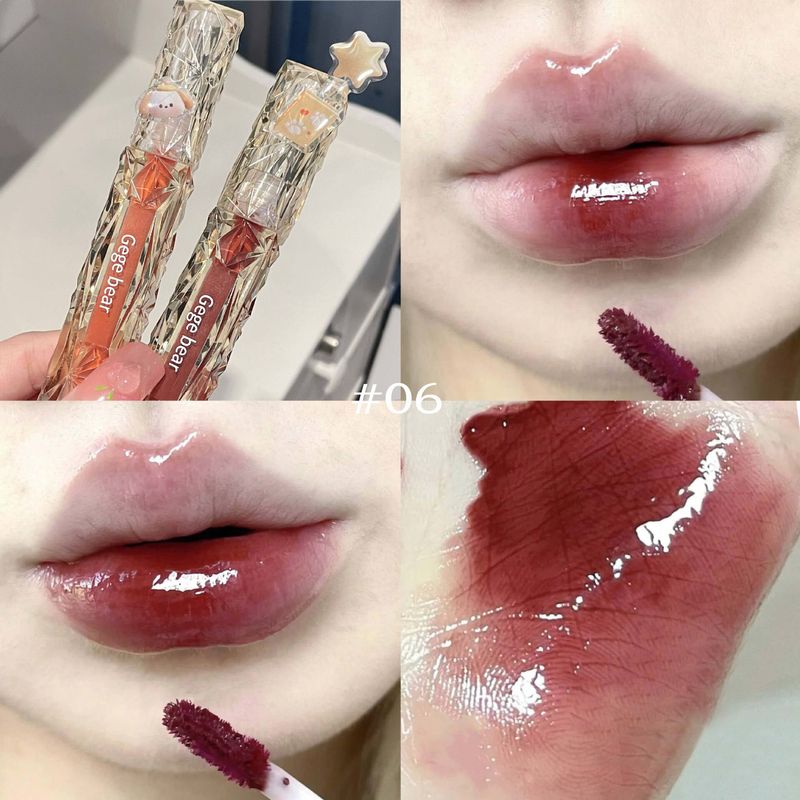 ลิปติก ลิปสติก ลิปกลอส Gege Bear ลิป lipstick ลิปสติกโคลน Lip Gloss ลิปหมี เคลือบริมฝีปาก ชิมเมอร์ลิปกลอสใส ไวท์เทนนิ่ง แบบใส เนื้อกระจก คริสตัล My lady top1