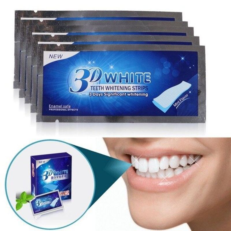 แผ่นฟอกฟันขาว 3D White Teeth [1 ซอง] แค่แปะฟันก็ขาวได้ บอกลาฟันเหลือง / Advanced 3d strip แผ่นขัดฟันขาว กลิ่น มิ้นท์ ฟันขาว ฟันขาวอันดับ1 BC สุขภาพ