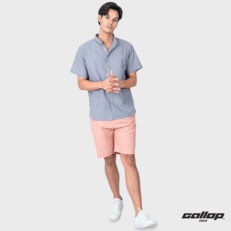 GALLOP : OXFORD CASUAL SHIRT เสื้อเชิ๊ตแขนสั้น รุ่น GW9029 สี Neutral Grey - เทา