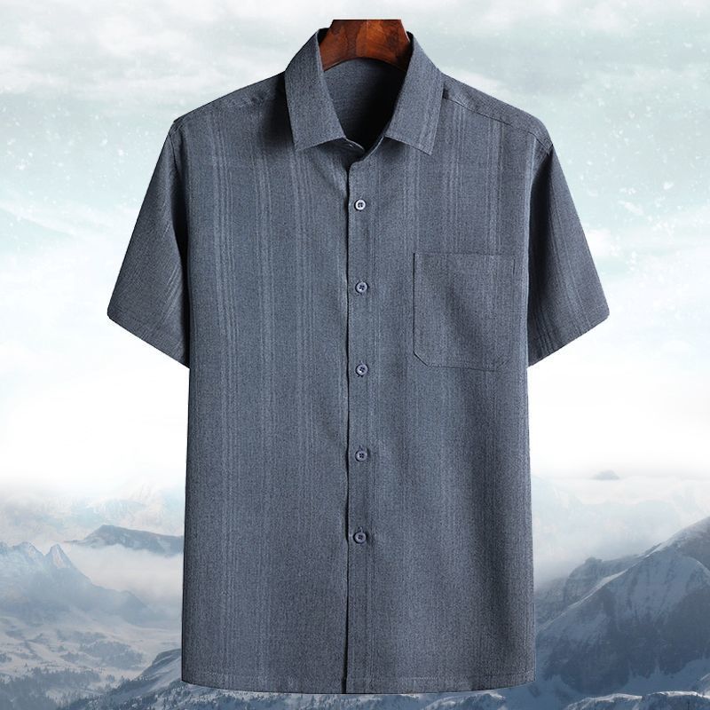 Casual Shirt for Men Summer Middle-aged and Elderly Short Sleeved Loose Lapel Top Thin Size Large