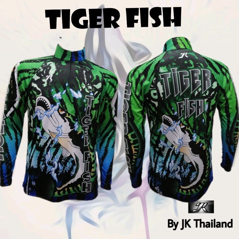 เสื้อตกปลา JK Thailand   สำหรับกีฬากิจกรรมกลางแจ้ง  ลายTiger Fish ป้องกันรังสี UV 80% แห้งเร็ว