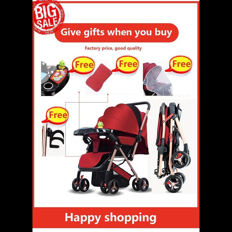 【ซื้อ 1 แถม 5】【 Baby trolleyรถเข็นเด็ก ( เข็นหน้า-หลัง ) ใช้ได้ตั้งเเต่เเรกเกิด ปรับ 3 ระดับ ( นั่ง/เอน/นอน 175 องศา) โครงเหล็ก SGS รับน้ำหนักได้มากสองสไตล์ถึ