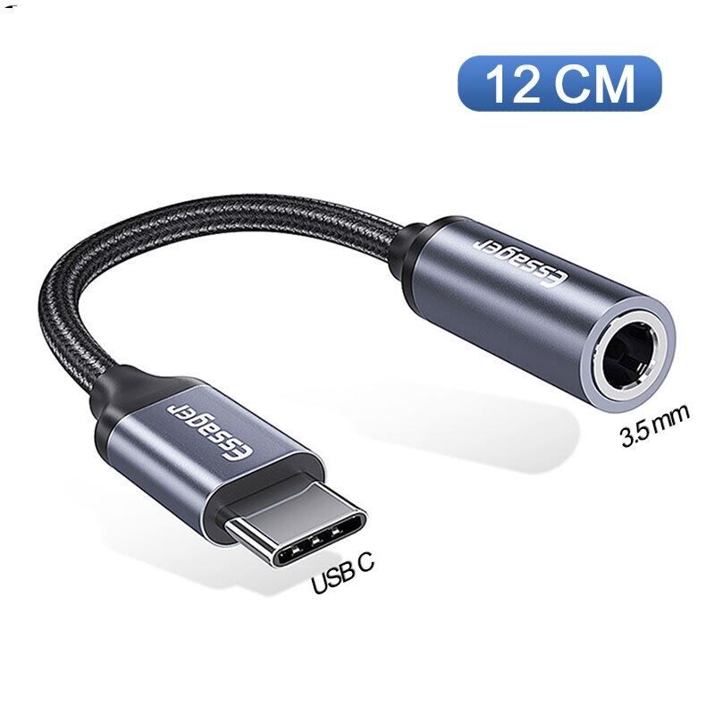 Essager ชนิด C ถึง3.5มม. สายหูฟังอะแดปเตอร์เชื่อมหูฟัง USB C ถึง3.5สายเครื่องช่วยเสียงมม. สำหรับ Huawei P30 P20 Pro Xiaomi Mi 9 8 Oneplus 7 7T