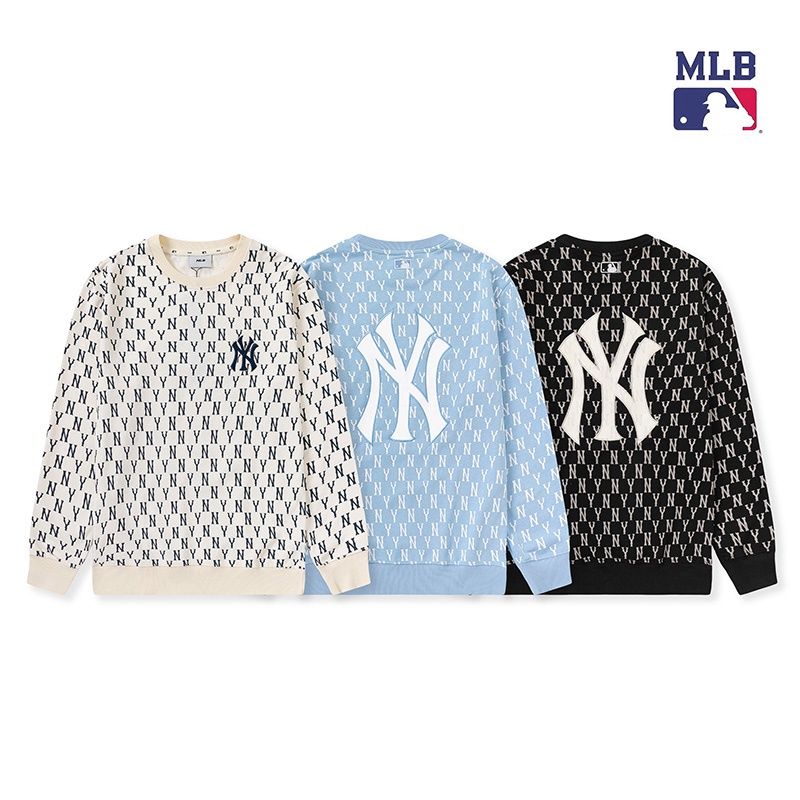 ❤❀ [พร้อมส่ง] ❤ Mlb NY เสื้อกันหนาว คอกลม ปักลายด้านหน้า และด้านหลัง สําหรับผู้ชาย และผู้หญิง