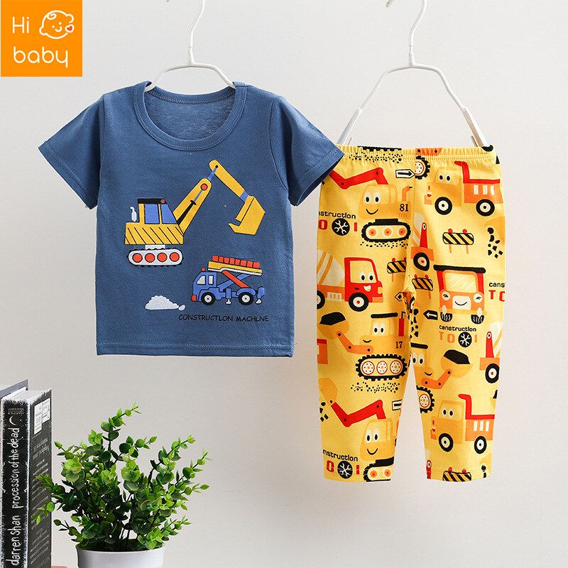 Thin Homewear Suit Short-Sleeved Trousers Combination Medium and Large Childrens Underwear Set Cross-Border Baby Clothes