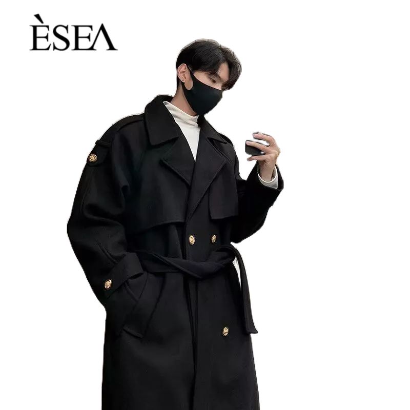 Esea แจ๊กเก็ตผู้ชายอินเทรนด์แบรนด์ฤดูใบไม้ร่วงและฤดูหนาวผลิตภัณฑ์ใหม่ INS สไตล์ย้อนยุคเรียบง่ายหรูหราความรู้สึกผู้ชายแฟชั่นเสื้อโค้ทถนนสูง