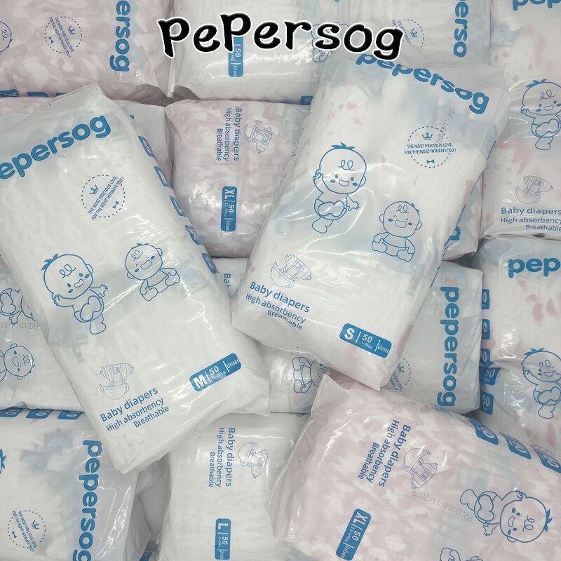 (จัดส่งรวดเร็ว!) ผ้าอ้อมเด็กแบบเทป Pepersog 50 ชิ้น S-M-L-XL ทุกเพศ บางเฉียบและแห้ง การดูดซึมน้ำอย่างมีประสิทธิภาพ