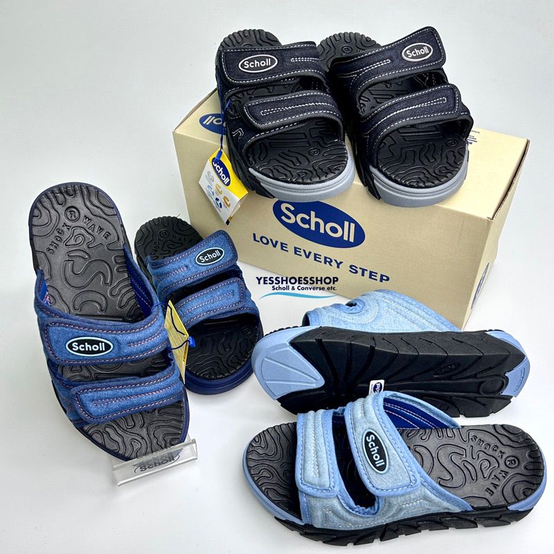 รองเท้า Scholl รุ่น Cyclone ผ้ายีนส์ (707) รองเท้าสกอลล์ สินค้าลิทขสิทธ์แท้