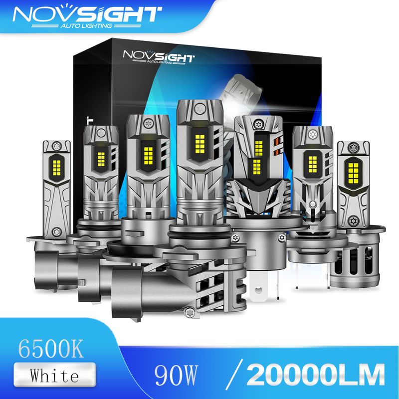 Novsight ไฟหน้ารถยนต์ LED 1:1 N63 H7 H11 9005 HB3 9006 HB4 H4 H1 H3 90W 6500K 20000LM ขนาดเล็ก พร้อมพัดลม ไฟตัดหมอกฮาโลเจน