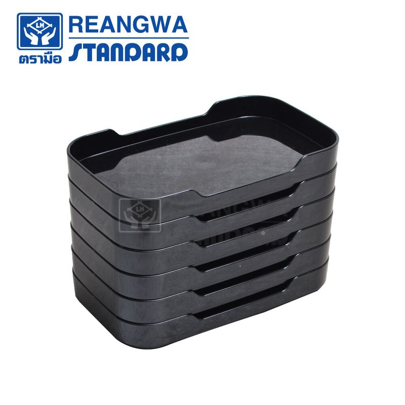 REANGWA STANDARD ถาดคอนโดสุกี้ ทรงผืนผ้าใหญ่ ถาดสุกี้ ขนาด 5.5x9 นิ้ว (แพ็ค 6 ใบ) มี 2 สี ดำและแดง RW 1463