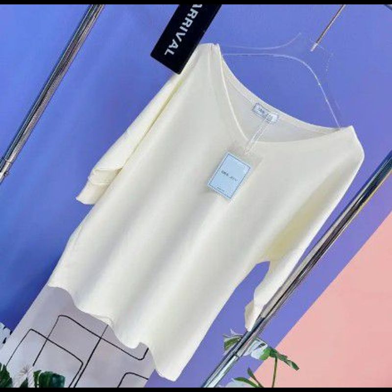 030 เสื้อยืดคอวีแขนศอก สไตล์หลวม โอเว่อร์ไซร์oversize