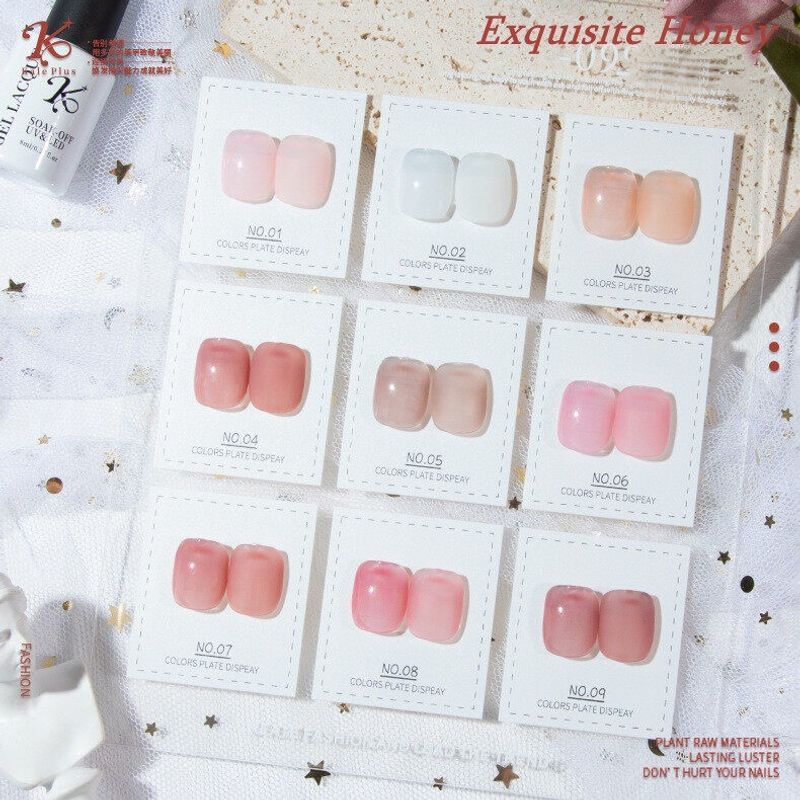 kale plus สีเจลทาเล็บ 8ml สีนู้ดเจล โทนสีชมพู ต้องอบ พร้อมส่ง Exquisite Honey ยาทาเล็บส่องไฟ 9 สี ชุดใสน้ําแข็งเยลลี่น้ํ