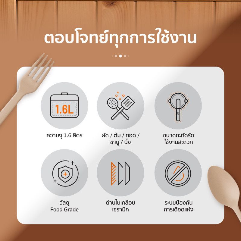 SCE Plus Electric Multifunction Cooker หม้อไฟฟ้า 1.6 ลิตร แถมฟรีหม้อนึ่ง-รุ่น EP1