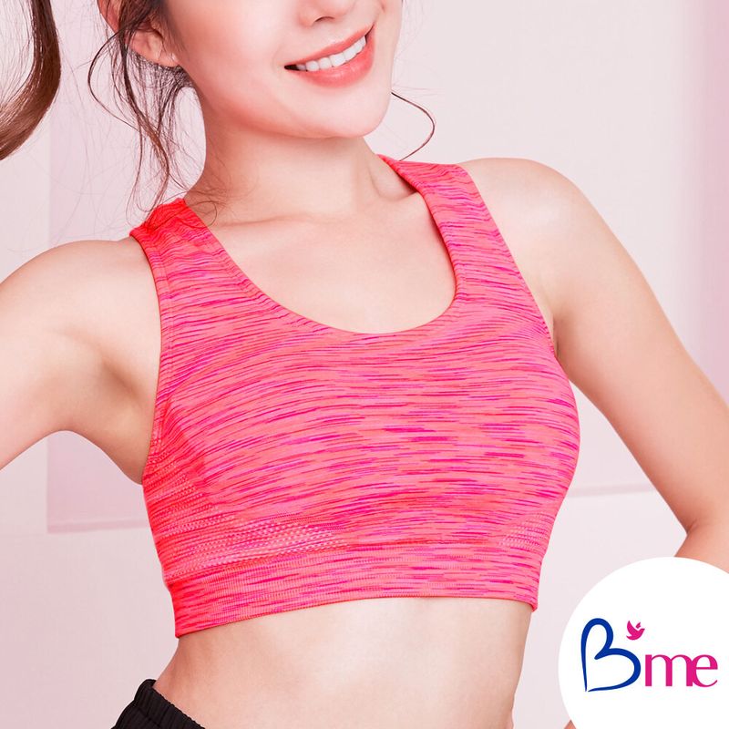 B'me (Sport Bra) เสื้อชั้นในไร้โครงรูปแบบสวมหัว รุ่น MER004 สีชมพูบานเย็น