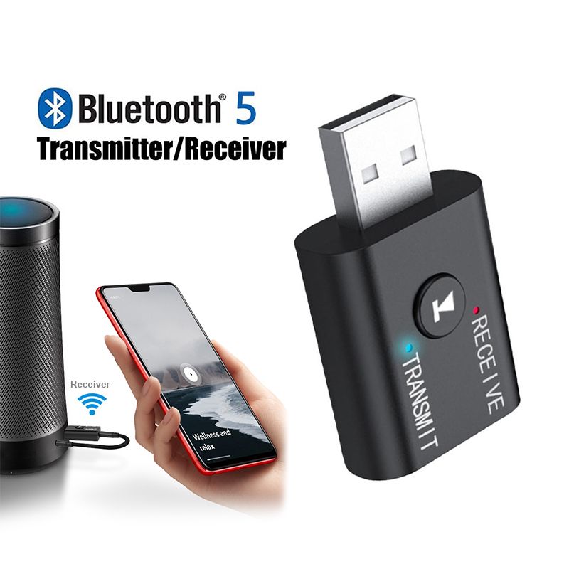 USB Bluetooth ตัวรับสัญญาณBlutooth ตัวรับส่งสัญญาณบลูทูธไร้สาย เครื่องรับสัญญาณบลูทูล ไร้สาย USB Bluetooth 5.0 Transmitter Receiver 2 in 1 for TV PC Headphones Home Stereo Car HIFI Audio D59